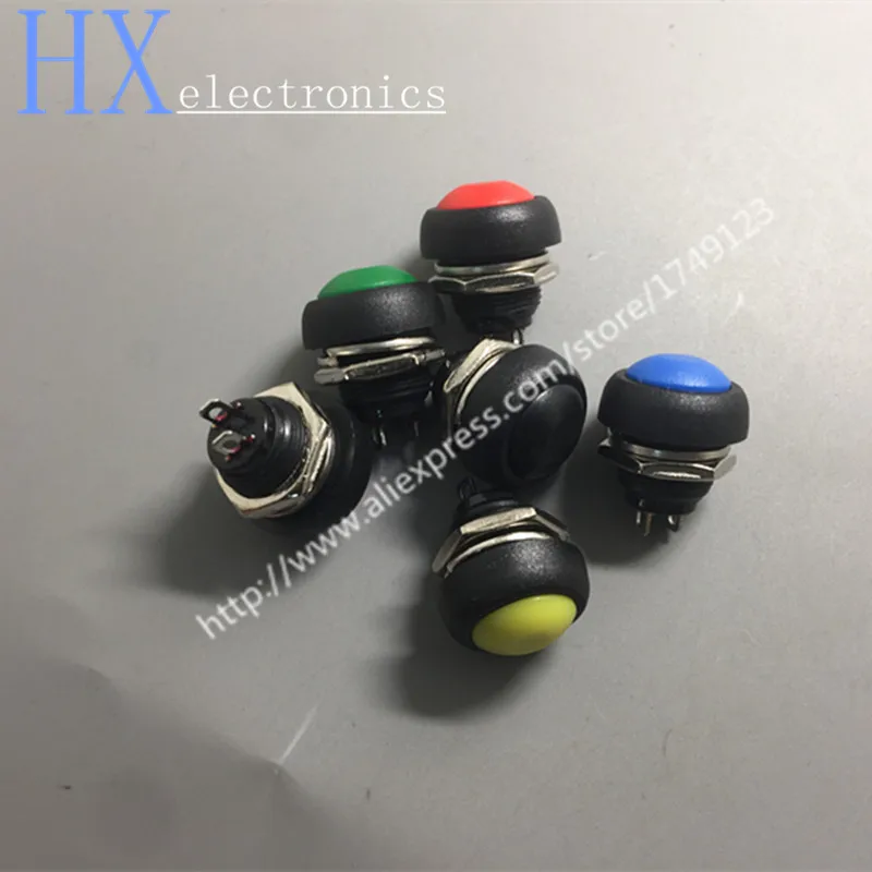 Free shipping 5PCS Red Blue Yellow Green Black White 12mm Waterproof Momentary Push button Switch | Обустройство дома