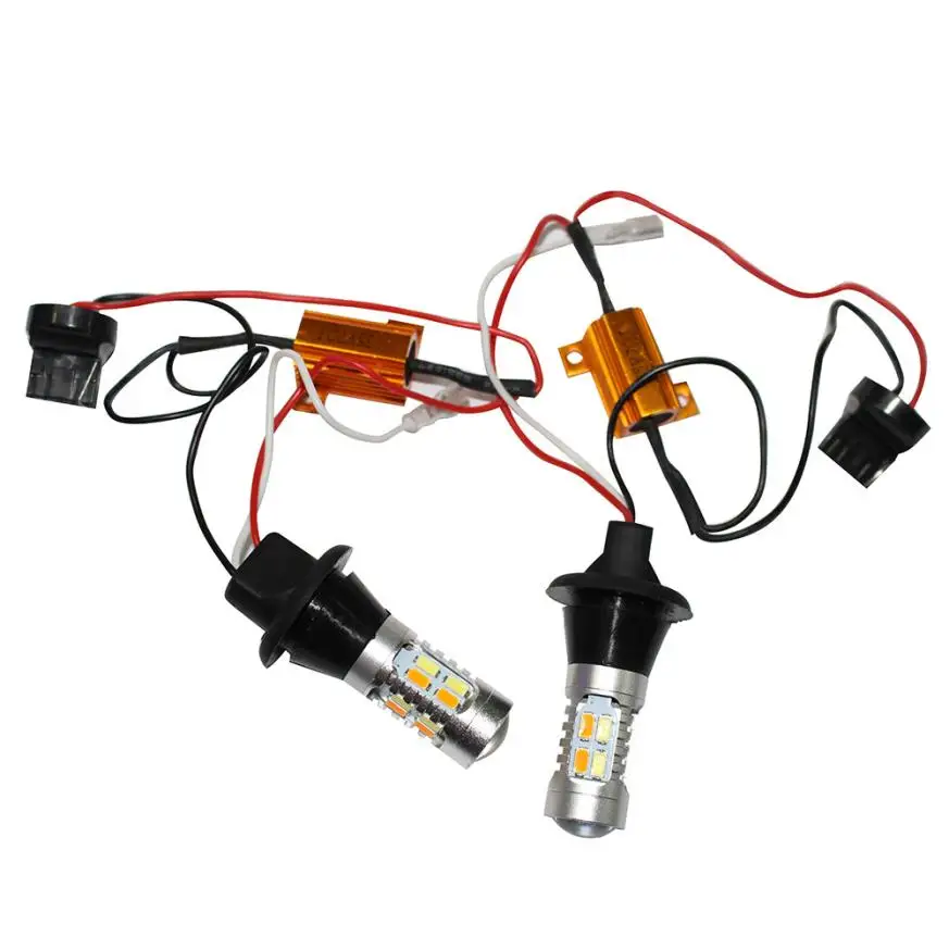 2X T20 7440 35 Вт 20 SMD поворотники День ходовые огни Светодиодный свет белый/желтый Авто подкладке Doom лампа стайлинга автомобилей свет H0509