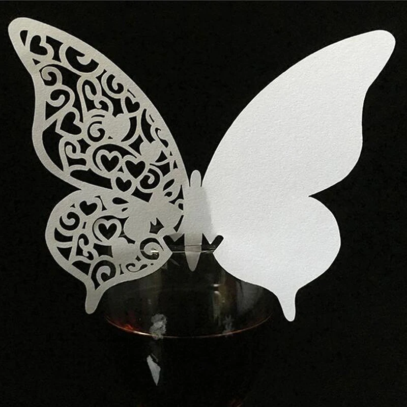 

10 Colos 50pcs Butterfly Laser Cut Escort Wine Glass Cup Place Card Table Name Gift Card For Birthday Wedding Party Favor Decor