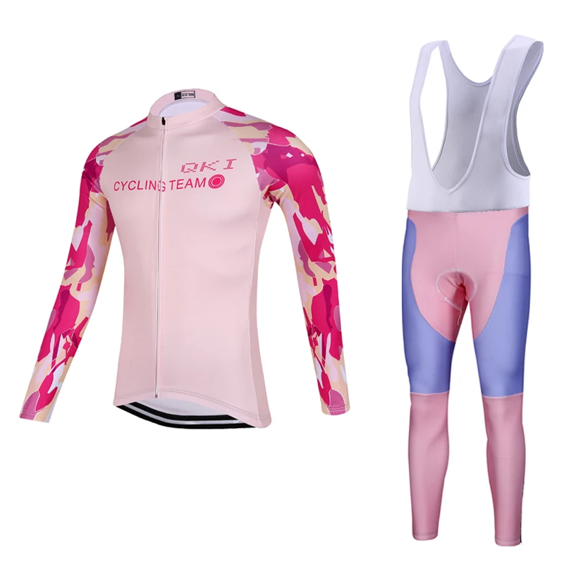 Pink Camo Mens Cycling clothing Polyester+Spandex Long Sleeves Cycling