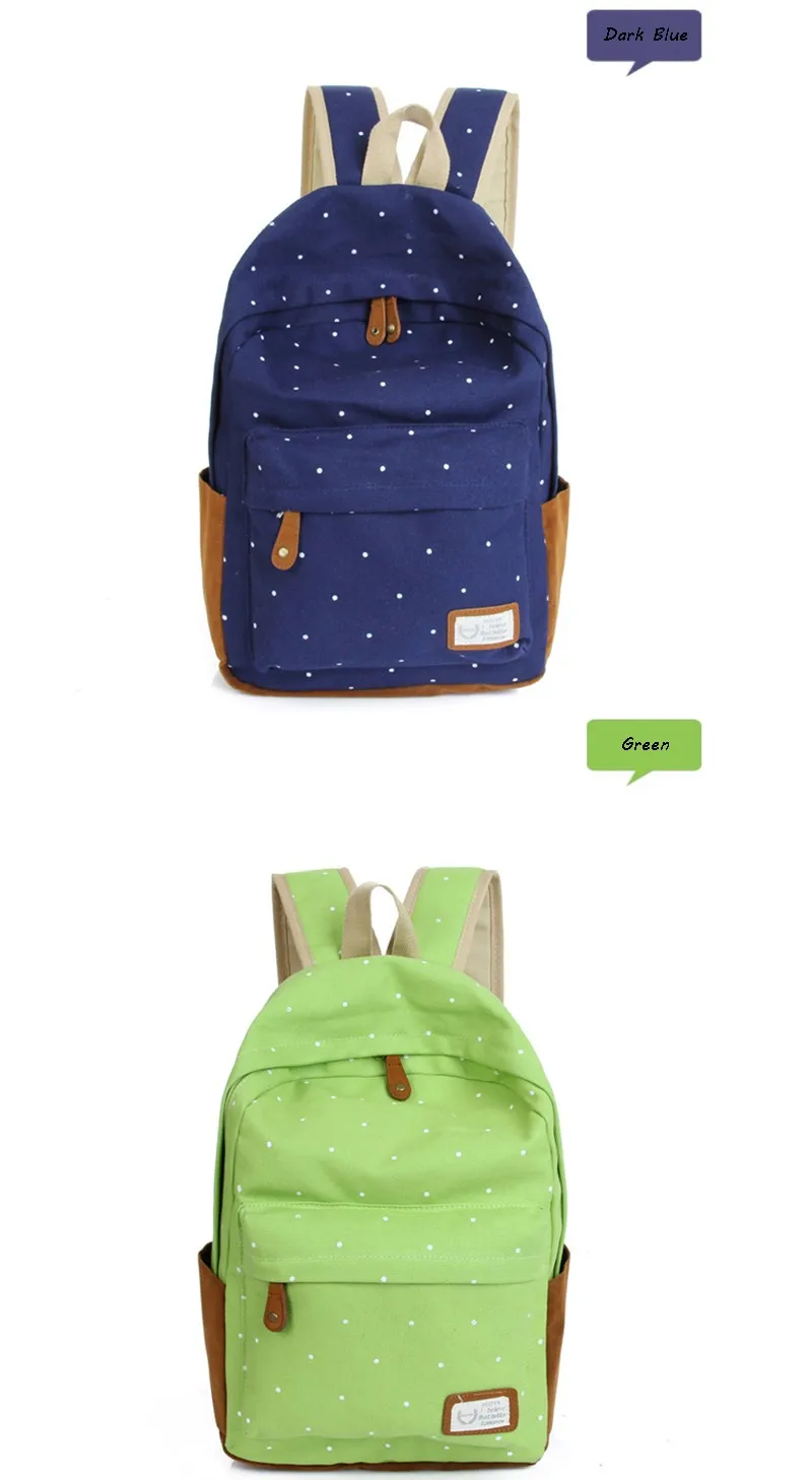 Рюкзак для девочек-подростков, брезентовый школьный рюкзак с точечной печатью для ноутбука, на плечо, карамельный цвет, повседневная женская сумка Mochila