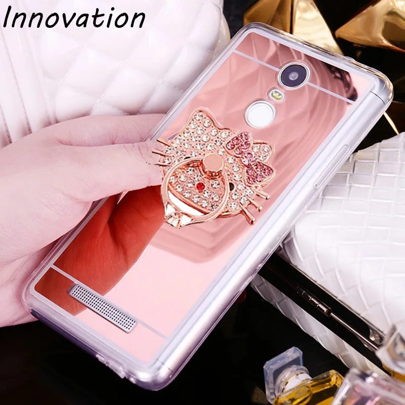 

Innovation Luxury Mirror Case Soft TPU Back Cover For Xiaomi Redmi Note 4X 4 3 2 4A 4X Mi5 Mi5s Plus Mi5c Ring Holder Phone Case