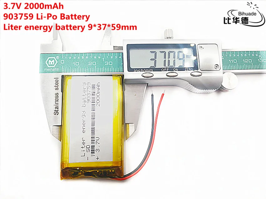 Хорошего качества 3,7 V, 2000 мАч 903759 полимерный литий-ионный/литий-ионный аккумулятор для планшетного компьютера банка, gps, mp3, mp4