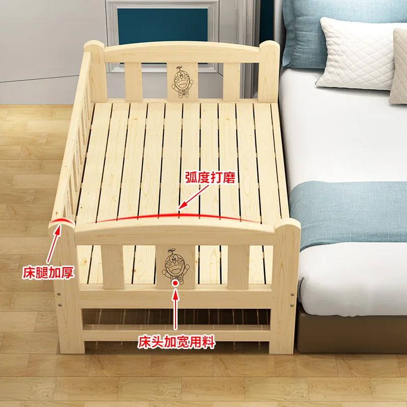 Модные детские кровати Луи из цельного дерева с ограждением, маленькие Прикроватные кровати для младенцев, одно расширение и сплайсинга, большие