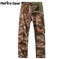 ReFire Gear Winter Shark Skin Soft Shell Tactical Military Camouflage Pants Men Windproof Waterproof Warm Camo Army Fleece Pants