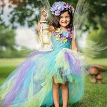 Шикарное сказочное платье-пачка с павлином для девочек костюм с бирюзовой Феи для дней рождения и вечеринок детская одежда D