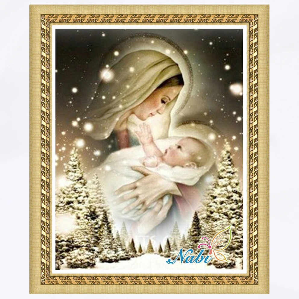 

religion nossa senhora crafts 3d diy rhinestone 3135R - Round Diamond embroidery cross stitch diamond mosaic painting