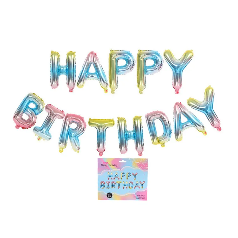 16 Inch Rose Gold Happy Birthday Letter Balloon Imitation Beauty Thin Version Happy Birthday Aluminum Balloon Set Pretty qq022 (16)