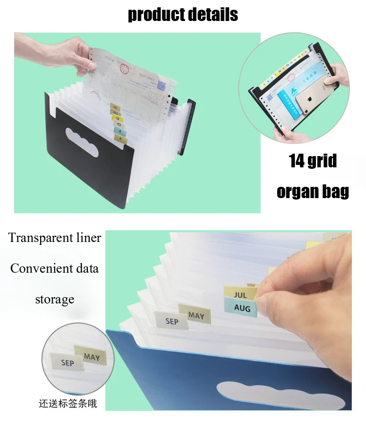 Deli 5 шт. 14 карманов расширяющиеся файлы папка A5 прозрачный органайзер для файлов Портативный Аккордеон папка Высокая емкость канцелярские принадлежности