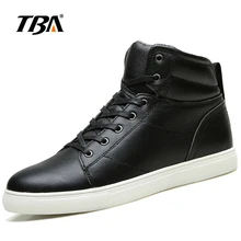 2017 TBA winter men’s hard -wearing cotton shoes lace-up high Upper flat shoes water-proof warm leather SKateboaring shoes T5986