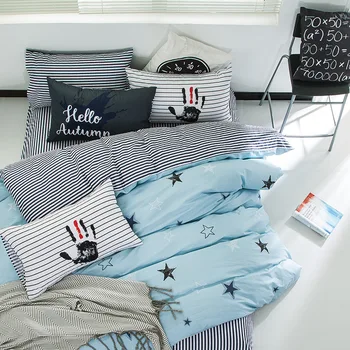 

Reactive Printing Brief Style Cotton Fabric Bedding Set Duvet Cover Pillowcase Fitted Sheet With Rubber King Queen Twin Size