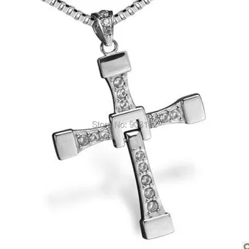 

Completely 316L Stainless Steel Cross Pendant Necklace with Shiny Gemmed Zircon, Titanium Steel Cross Necklace