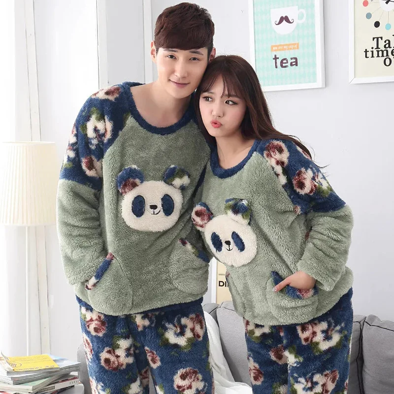 Корейский милый пижамный комплект с цветочным рисунком панды мягкие теплые