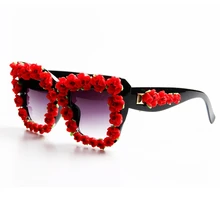 Брендовые дизайнерские солнцезащитные очки для женщин с красным цветком в стиле барокко, роскошные солнцезащитные очки для женщин, пляжные летние очки