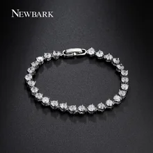 NEWBARK Round Bracelet 27pcs Cubic Zirconia 3 Prongs Stetting White Gold Plated Women Jewelry Luxury Pulseras Mujer Gift