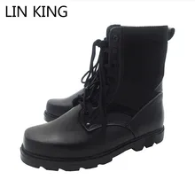 LIN KING/модные черные мужские ботинки; сезон весна-осень; рабочие ботинки со шнуровкой из нержавеющей стали с круглым носком; военные армейские ботинки