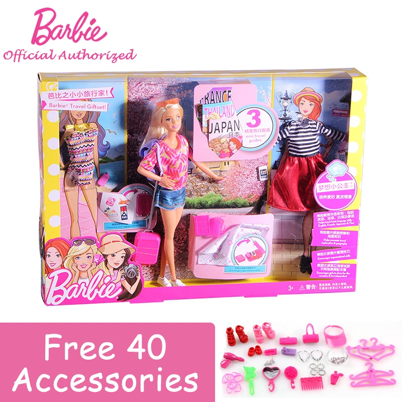 Barbie Authorize Brand Travel Style Barbie Girl Pretend Funny Dolls Toy For Christmas Day Gift Barbie Boneca FFB18