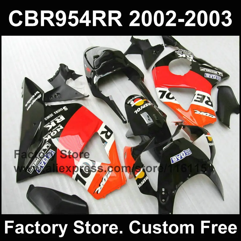 Индивидуальный обтекатель REPSOL для HONDA CBR900RR 2002 2003 fireblade черный комплект обтекателей CBR 954 RR 02 03|fairings for honda|repsol
