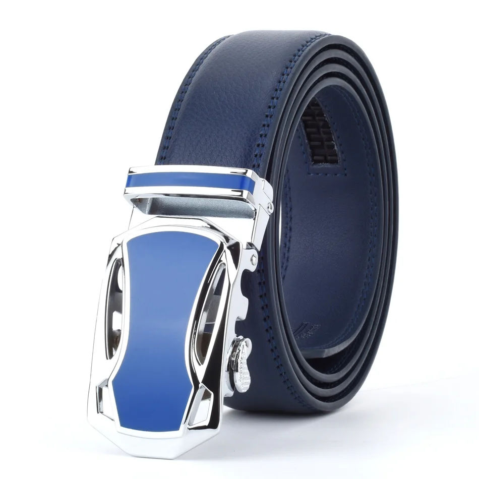 WOWTIGER дизайнерские мужские черные с автоматической пряжкой кожаные роскошные ремни с пряжками из сплава для мужчин Ceinture Homme Cinto Masculino - Цвет: blue