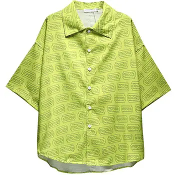 

New Printed Short-sleeved Shirt For Summer Men And Korean Version Loose Street Trend Youth Five-sleeve Shirt