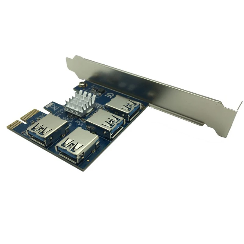 KESOTO USB 3.0 PCIe 1 to 6 Pci-E Expansion Card Pci-E x4/x8/x16 with Fan 6 Port GPU Splitter Riser Card for Win8.1 Win10 PC Bitcoin Miner