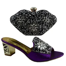 No 1281 Purple Matching shoe and bag Top selling Italy shoe and bag set for