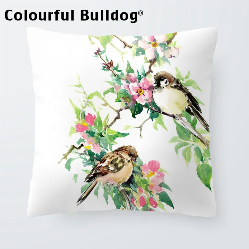 Разноцветный попугай Подушка покрывает Красный мак розовый цветок Подушка наволочки зеленые растения домашний диван декоративные чехлы на подушку