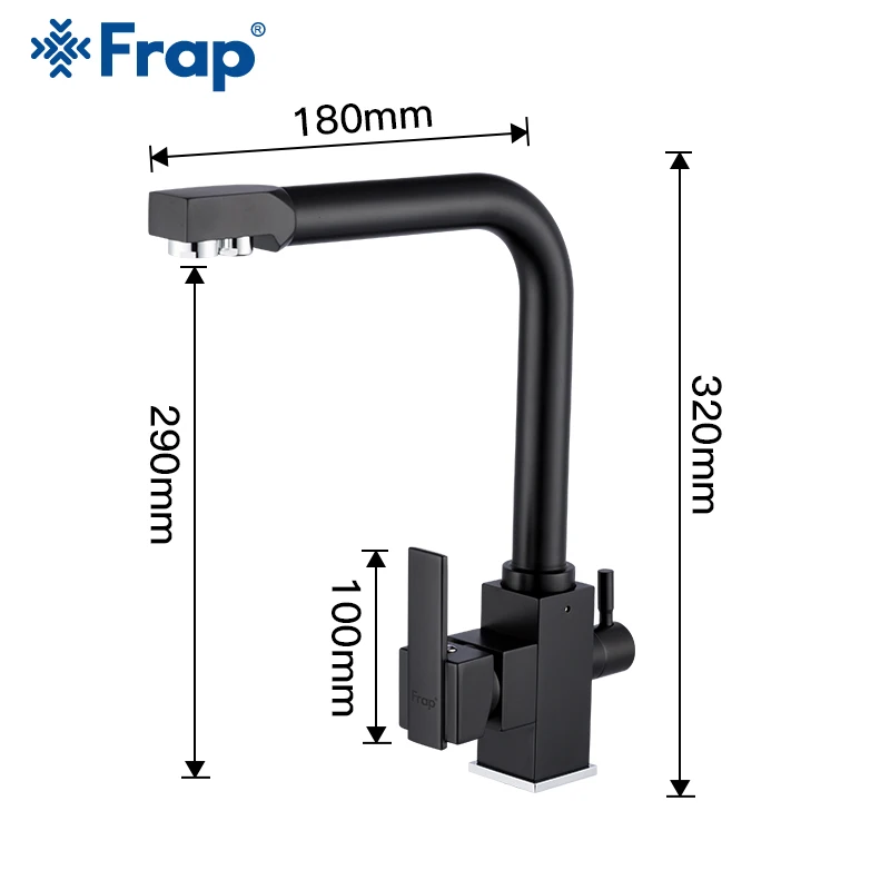 Frap Filter Kitchen Faucet Drinking Water Single Hole Black Hot and cold Pure Water Sinks Deck Mounted Mixer Tap Y40103/-1/-2