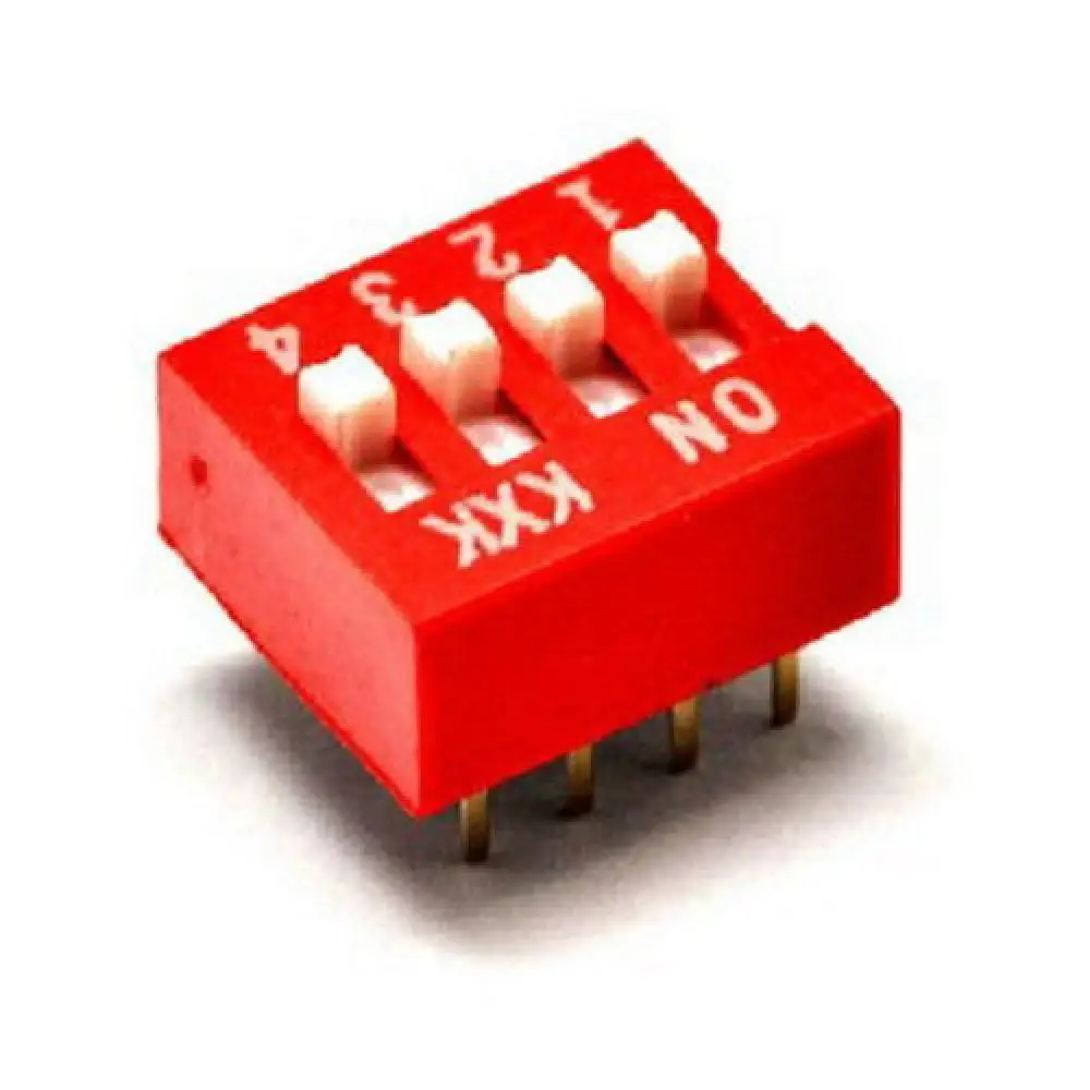 

New 5Pcs DIP Red 2.54mm Pitch 8 Pins 4 Positions Ways Slide Type Switchs HOT