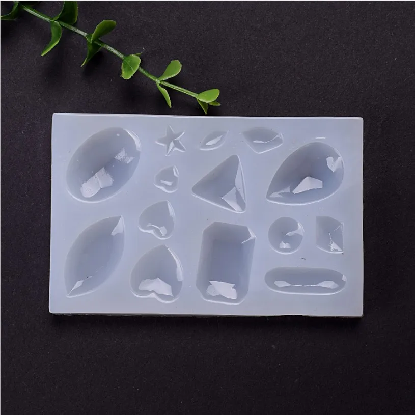 

1 pcs Transparent Silicone Mould Resin Decorative Craft DIY 14 gemstone patches shape Type epoxy resin molds for jewelry