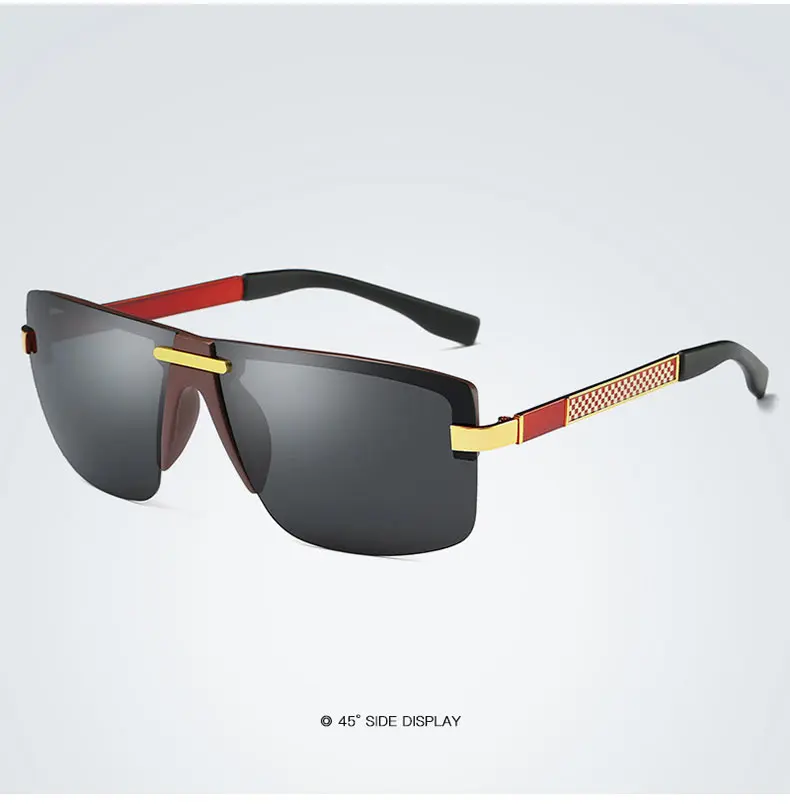 MINIMUM High Quality Half frame Square Sunglasses Women Polarized Men Sunglasses Sport Eyewear Driving Gold frame HD Polarized1 (11)