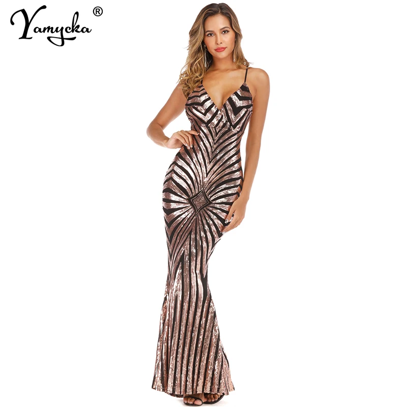 

Sexy Party Sequins summer maxi dress women club Black Gold Backless Bandage elegant bodycon vintage Long dresses vestidos 2019
