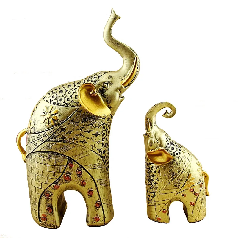 

Exotic Style Home Decor Elephant Figurine Resin Living Room Unique Resin Crafts Christmas Decoration Miniature Couple Animals