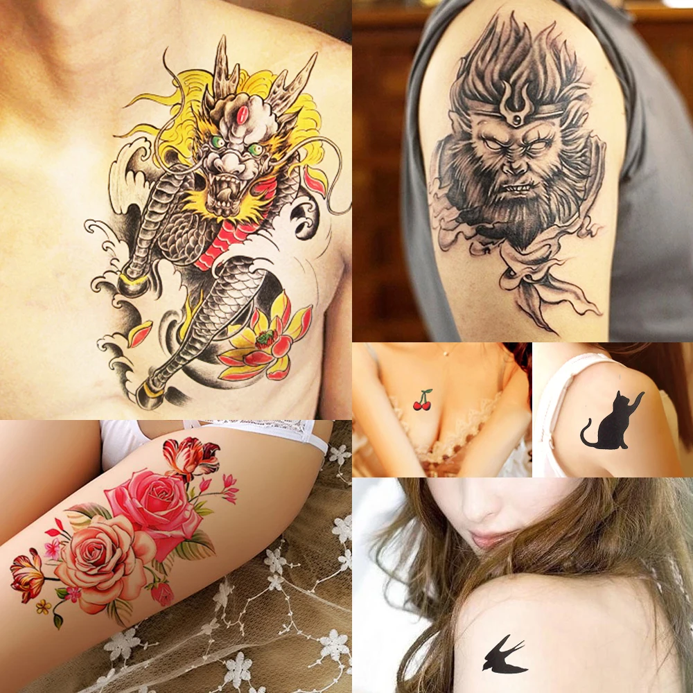 1 шт. черная искусственная Татуировка со слоном тайского Ганеша боди Арт