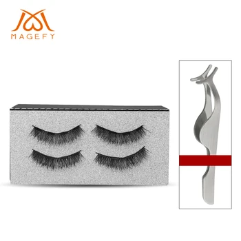 

1Set Magnetic False Eyelashes with 4 magnets Handmade Magnetic Lashes Women Makeup Lashes With Eyelash Tweezer