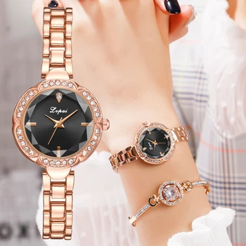 

Lvpai Brand Luxury Quartz Watch Women Bracelet Creative Wristwatches Ladies Crystal Rose Gold Dress Watches Female Clock Gifts