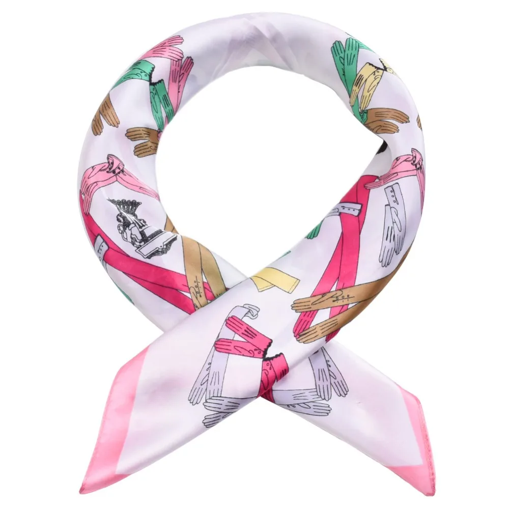 

2019 new Square Scarf For Business Party Women candy white Elegant Small Vintage Skinny Retro Neck Silk Satin Scarf Hair Band