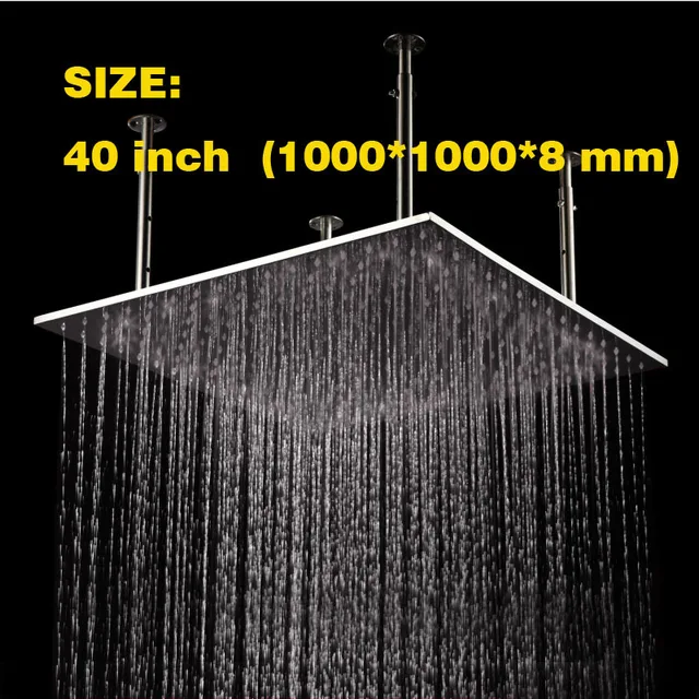 biggest rain shower head flush mount 40 inch large size 304 stainless steel material surface brushed ceiling mounted big rain shower biggest rain shower head flush mount 40 inch large size 304 stainless steel material surface brushed ceiling mounted big rain shower