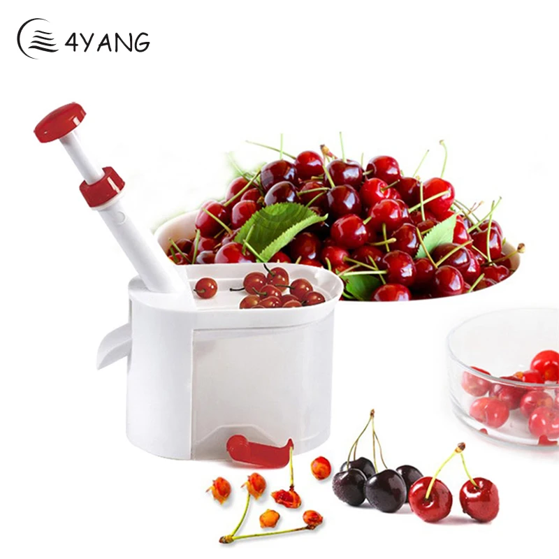 

TTLIFE Cherry Fruit Core Seed Removed Cherry Pitter Picker with Plastic Container Kitchen Tool Accessories Fruit Tools