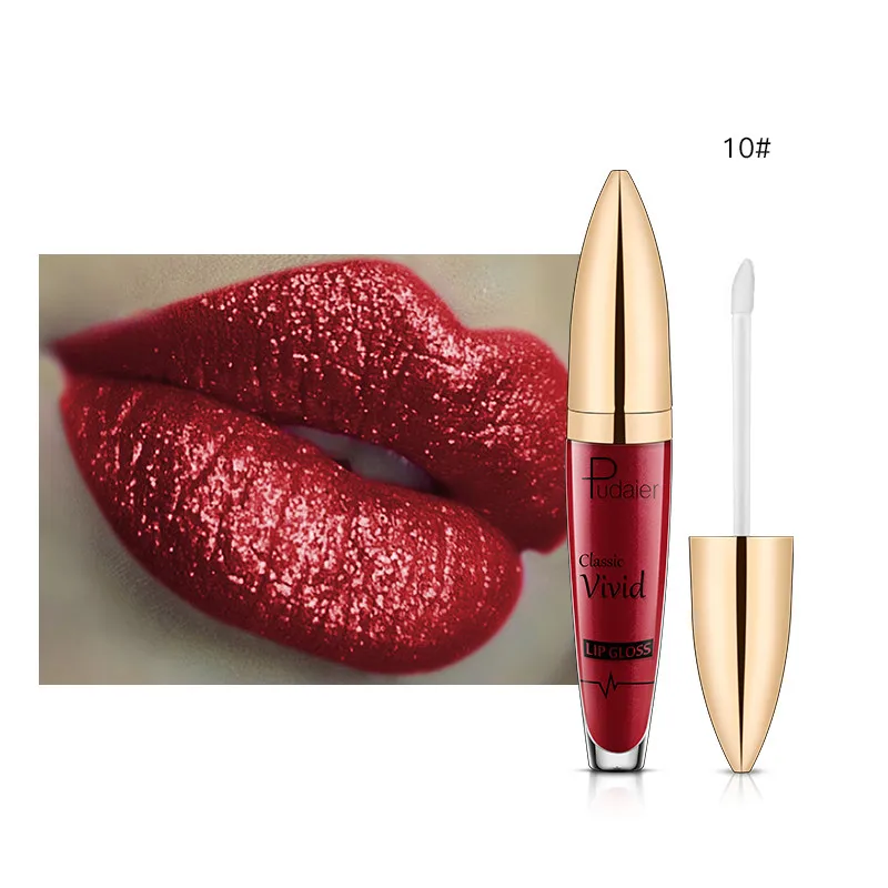 Pudaier 18Colors Glitter Liquid Lipgloss Waterproof Makeup Cosmetics Bright Lip Sense Metallic Matte Pearl Lip Gloss - Цвет: Color 10