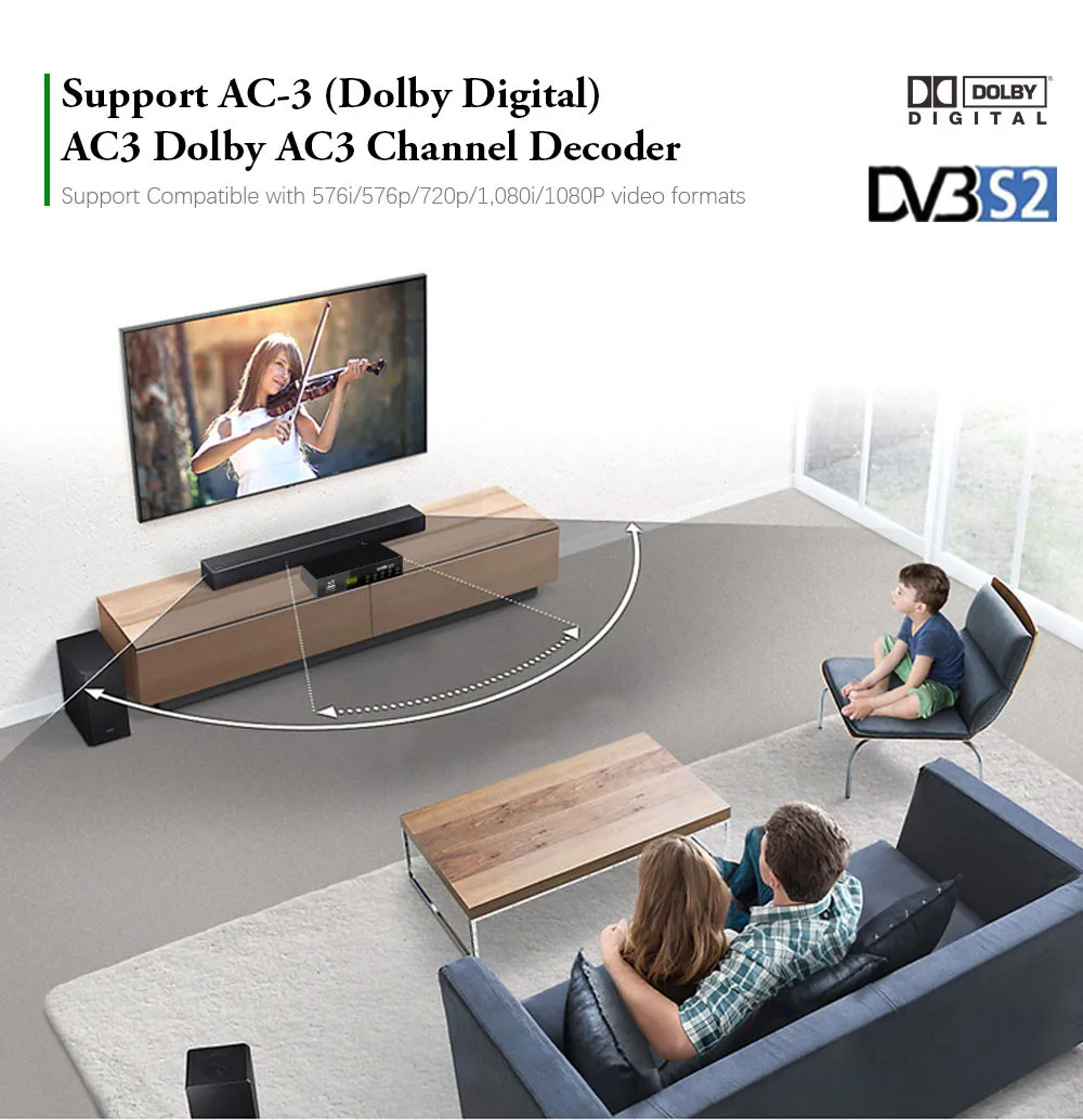 Vmade 2019 новые ТВ тюнер DVB-S2 H.265 MPEG-2/4 HD 1080 P цифровой спутниковый ресивер поддерживает YouTube Bisskey AC3 Cccam IP ТВ коробка