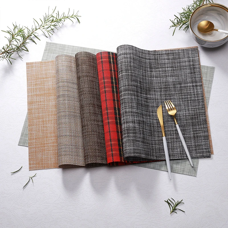 

Individual Table PVC Placemat for Dining Table Coaster Table Mat Pad Solid Placemats Linen Non Slip Table Mat Kitchen Accessorie