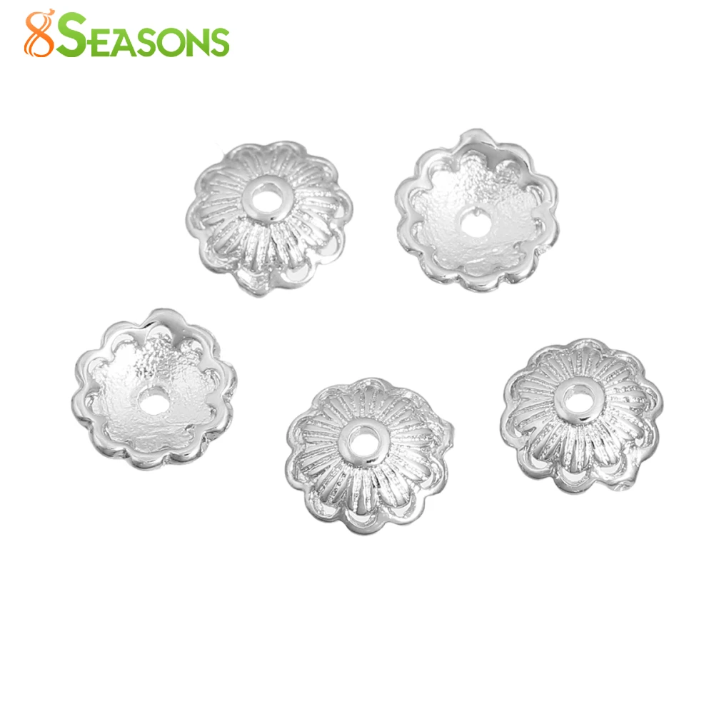 

8SEASONS Zinc Based Alloy Beads Caps Flower Silver Tone Color Gold color (Fit Beads Size: 6mm Dia.) 8mm x 7mm, 10 Pcs