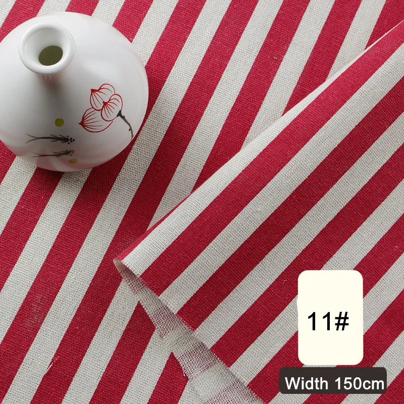 Red Strip Linen Cotton Fabric Hard Sparse Print Linen Fabric Patchwork
