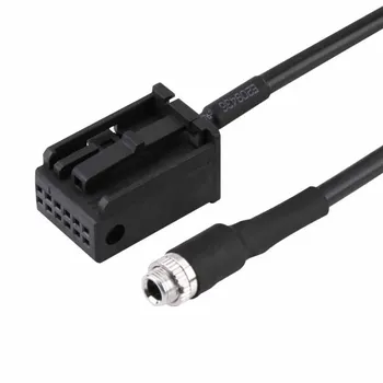 

Black Aux Cable 12Pin 3.5mm Female Plastic + Metal Replacement Adapter