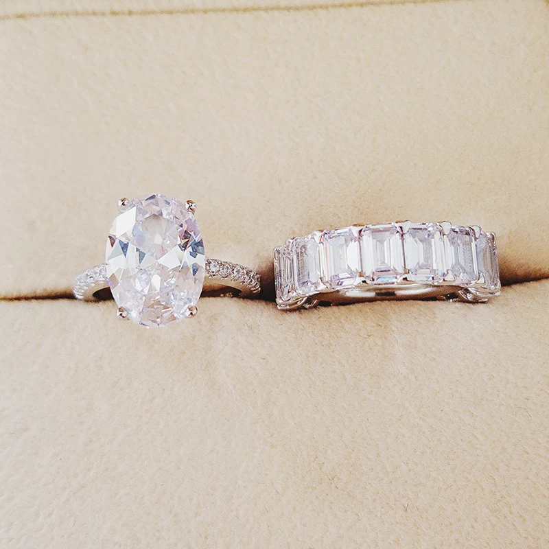 Новинка, роскошное овальное Оригинальное обручальное кольцо из серебра 925 пробы, набор для женщин, Дамский Подарок на годовщину, ювелирное изделие, Прямая поставка R5239S