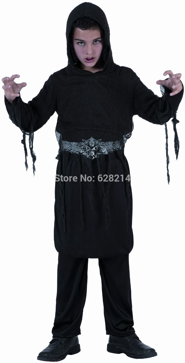 ; новинка года; стильный костюм для косплея на Хэллоуин; праздничная одежда для детей; трикотажный черный костюм с капюшоном для мальчиков; черный цвет