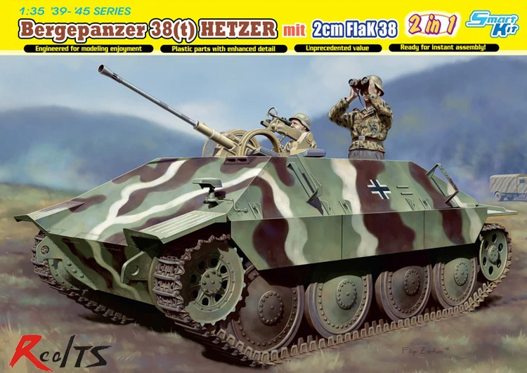 RealTSมังกรโมเดล-2 in 1 Bergepanzer 38 (t) Hetzerถัง-1:35ขนาด-6399