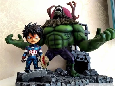 

Avengers Infinity War Superhero Captain America Steven Rogers COS ONE PIECE Luffy GK Action Figures Model Toy Boxed D79