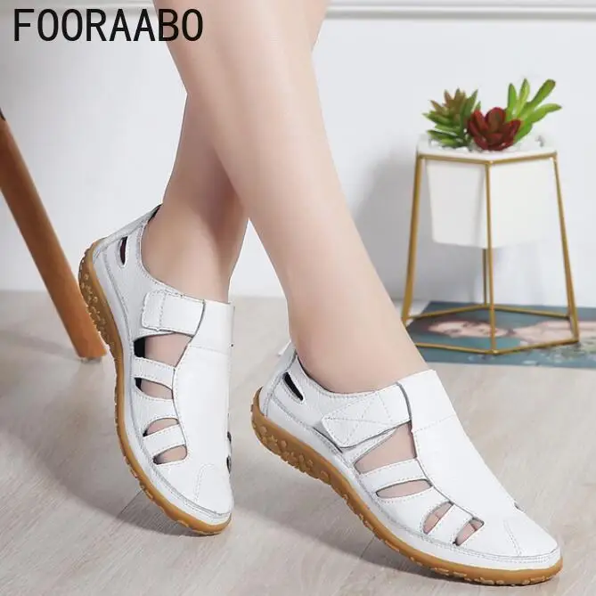 

Women Gladiator Sandals Shoes Genuine Leather Hollow out Flat Sandals Ladies Casual Soft bottom Summer Shoes Women Beach Sandal